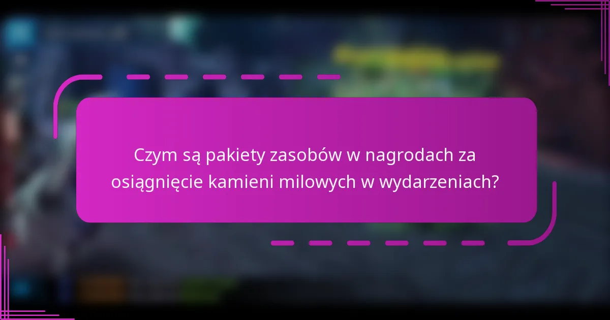 Czym są pakiety zasobów w nagrodach za osiągnięcie kamieni milowych w wydarzeniach?
