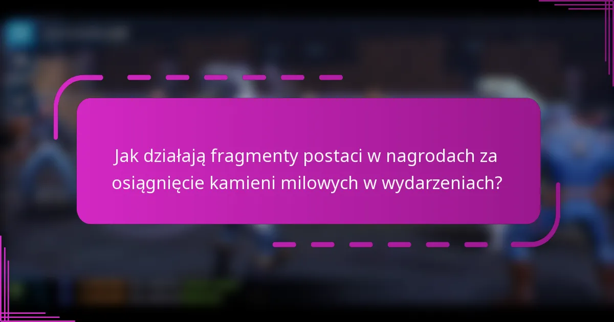 Jak działają fragmenty postaci w nagrodach za osiągnięcie kamieni milowych w wydarzeniach?