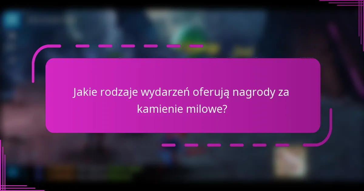 Jakie rodzaje wydarzeń oferują nagrody za kamienie milowe?