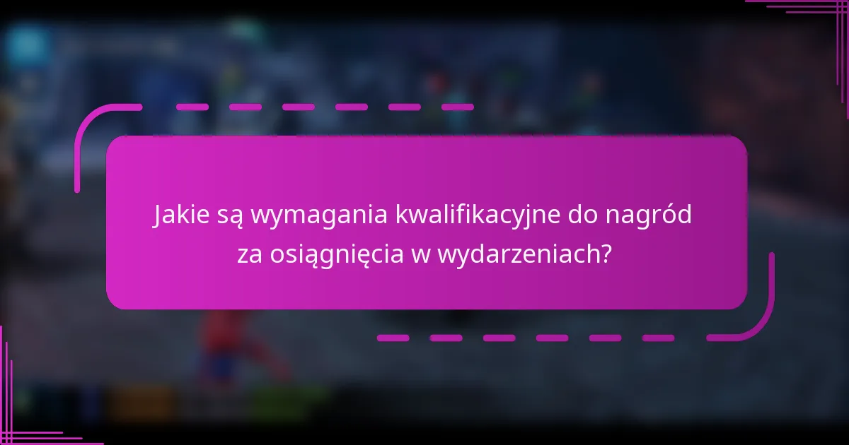 Jakie są wymagania kwalifikacyjne do nagród za osiągnięcia w wydarzeniach?