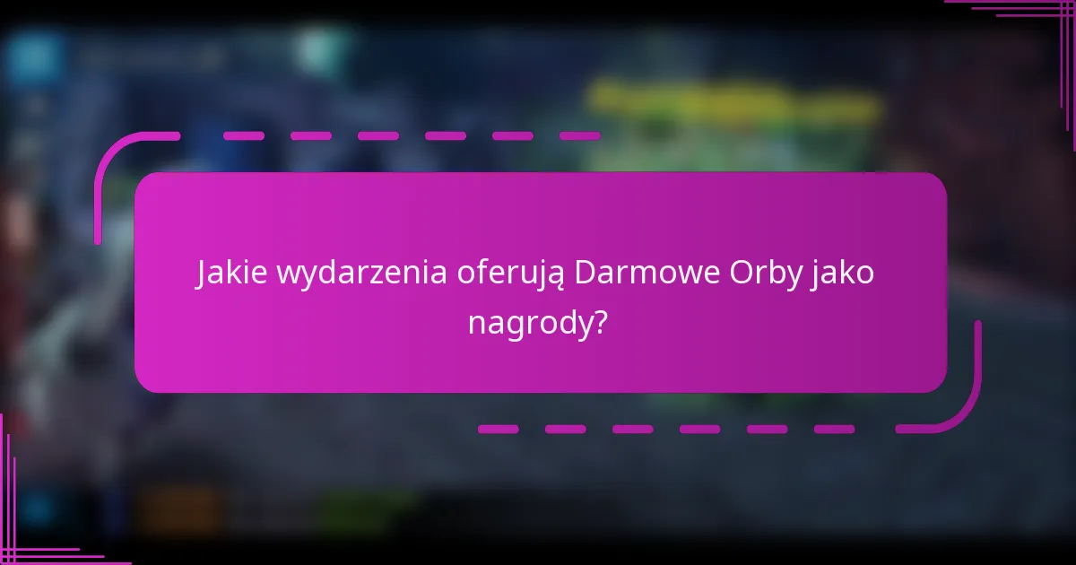Jakie wydarzenia oferują Darmowe Orby jako nagrody?