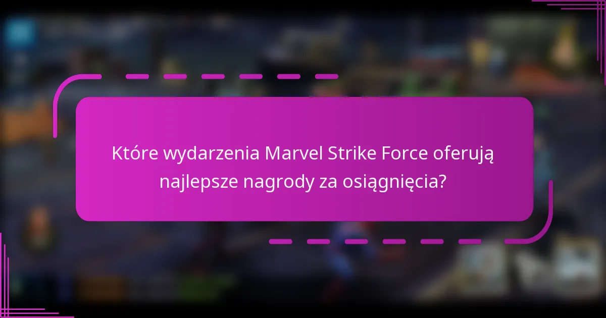 Które wydarzenia Marvel Strike Force oferują najlepsze nagrody za osiągnięcia?