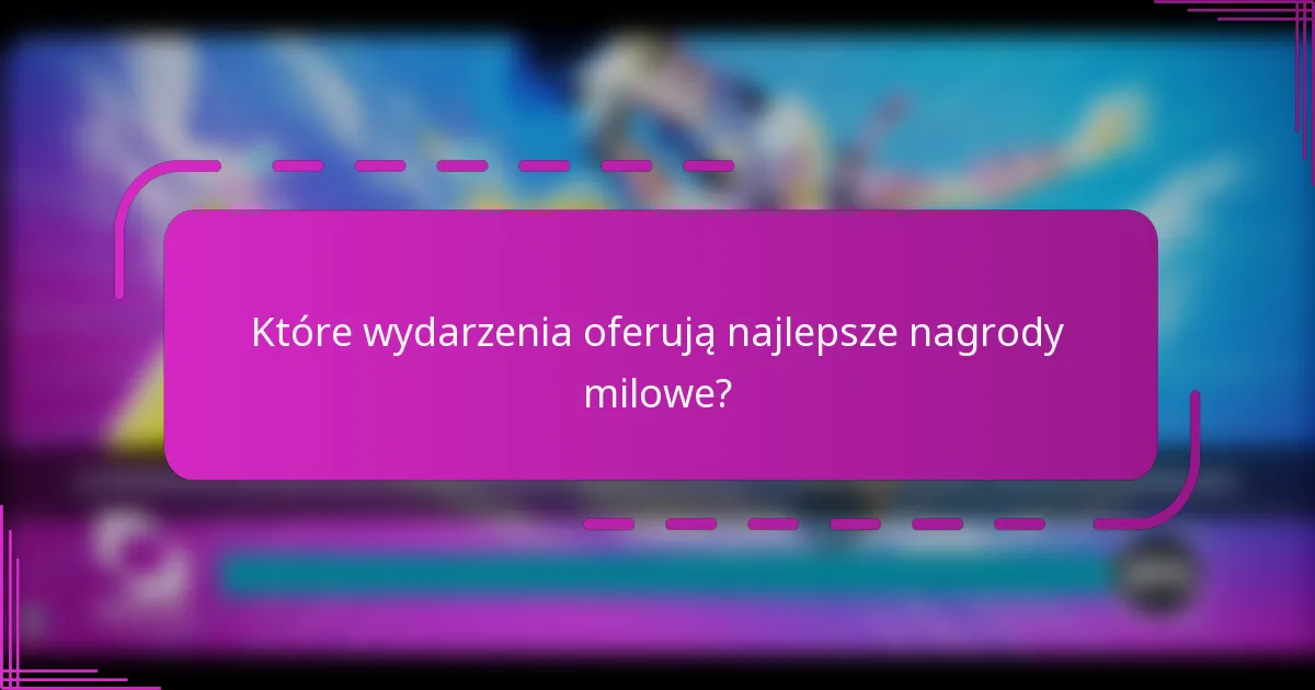 Które wydarzenia oferują najlepsze nagrody milowe?